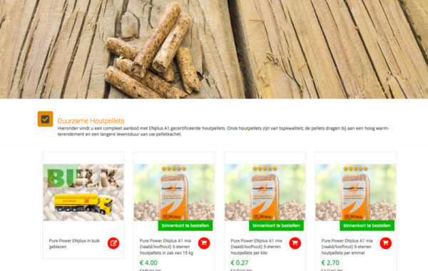 Woocommerce webshop Houten Pellets